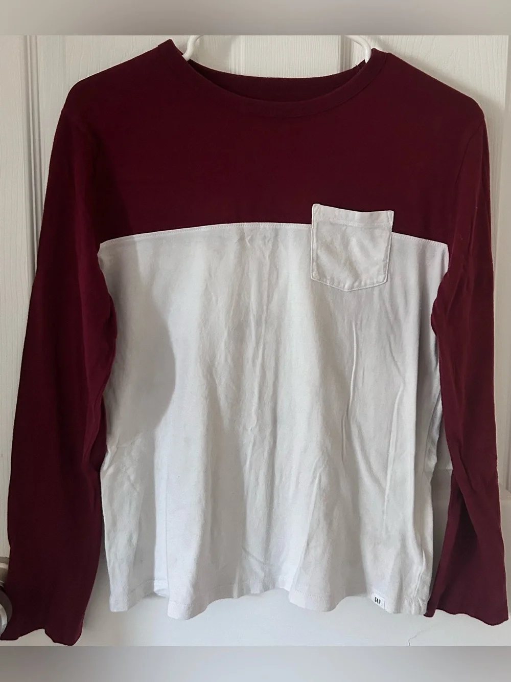 GAP Kids Burgundy and White long sleeve tee